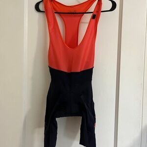 Rapha Bright Coral and Navy Bib Shorts